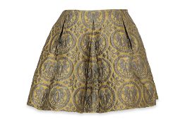 A MIU MIU GREEN METALLIC BROCADE SKIRT