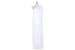 A HALSTON HERITAGE WHITE DRAPED DRESS