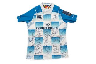 A LEINSTER 2018 CHAMPIONS CUP JERSEY SIGNED BY SQUAD