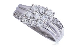 A DIAMOND CLUSTER BAND RING
