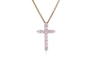 A DIAMOND CROSS PENDANT NECKLACE