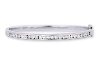 A CHANNEL SET DIAMOND BANGLE