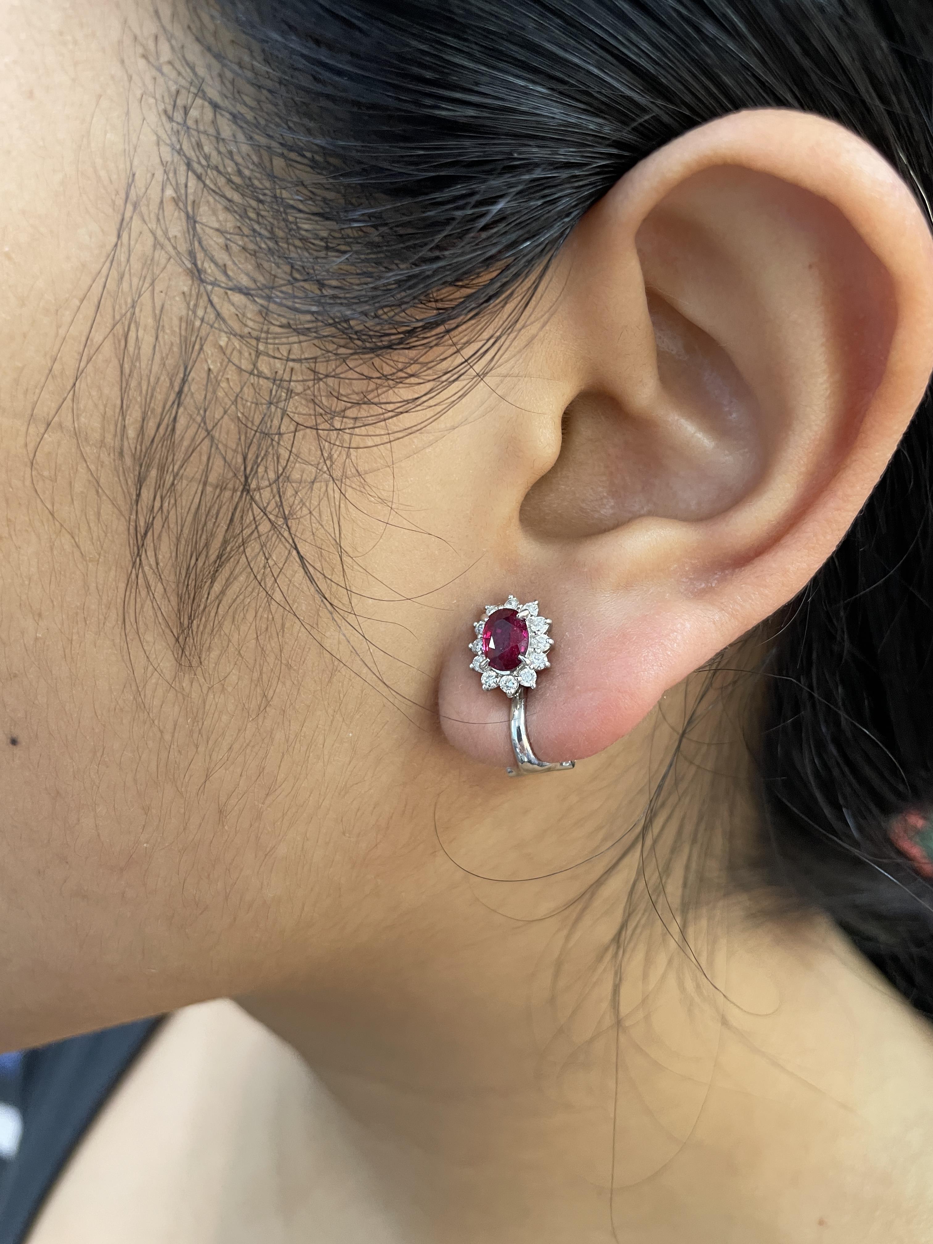 A PAIR OF RUBY AND DIAMOND CLUSTER CLIP EARRINGS - Image 4 of 4