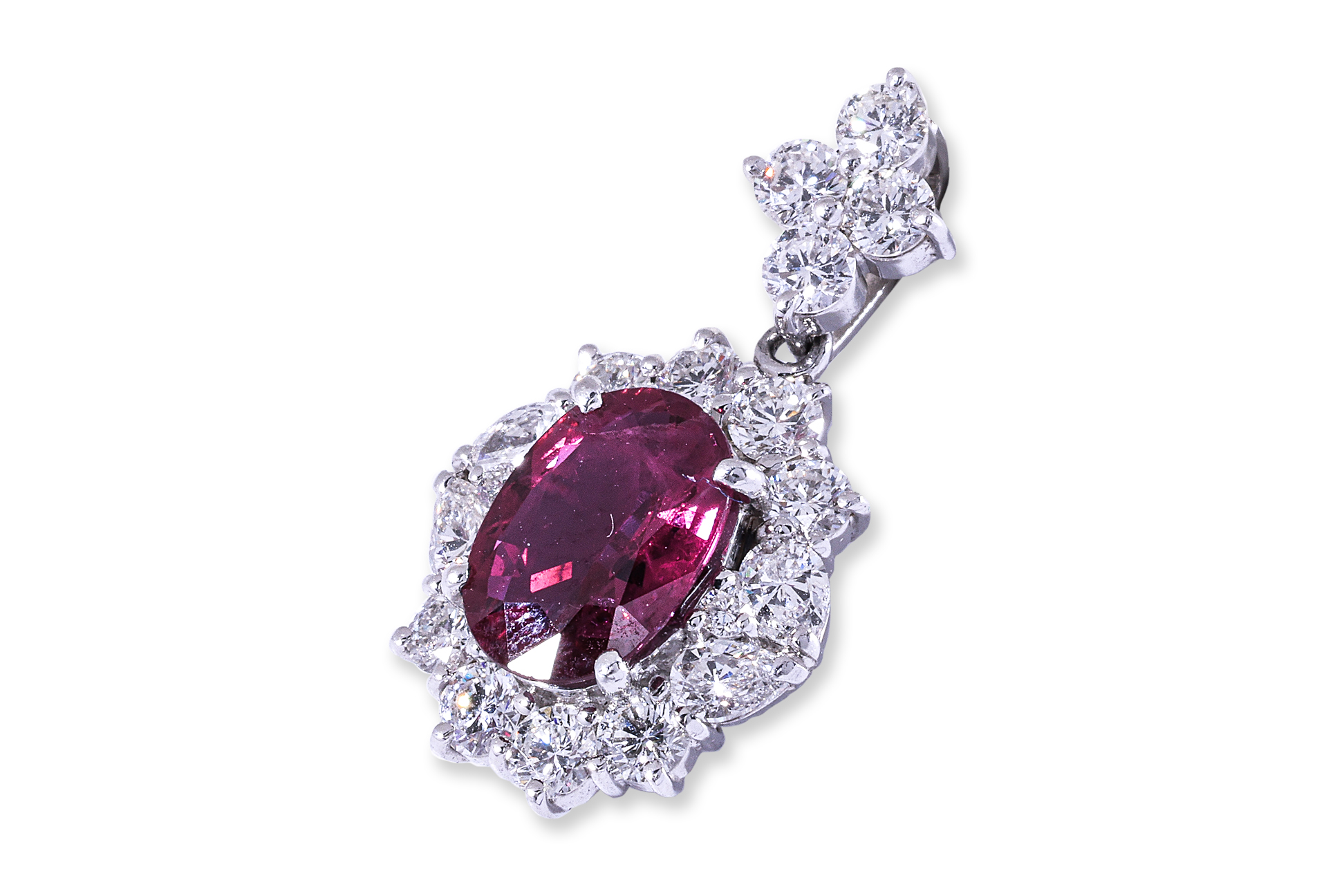 A RUBY AND DIAMOND CLUSTER PENDANT - Image 2 of 3