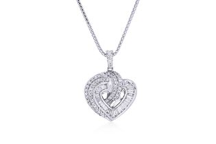 A DIAMOND 'HEART' PENDANT ON A CHAIN