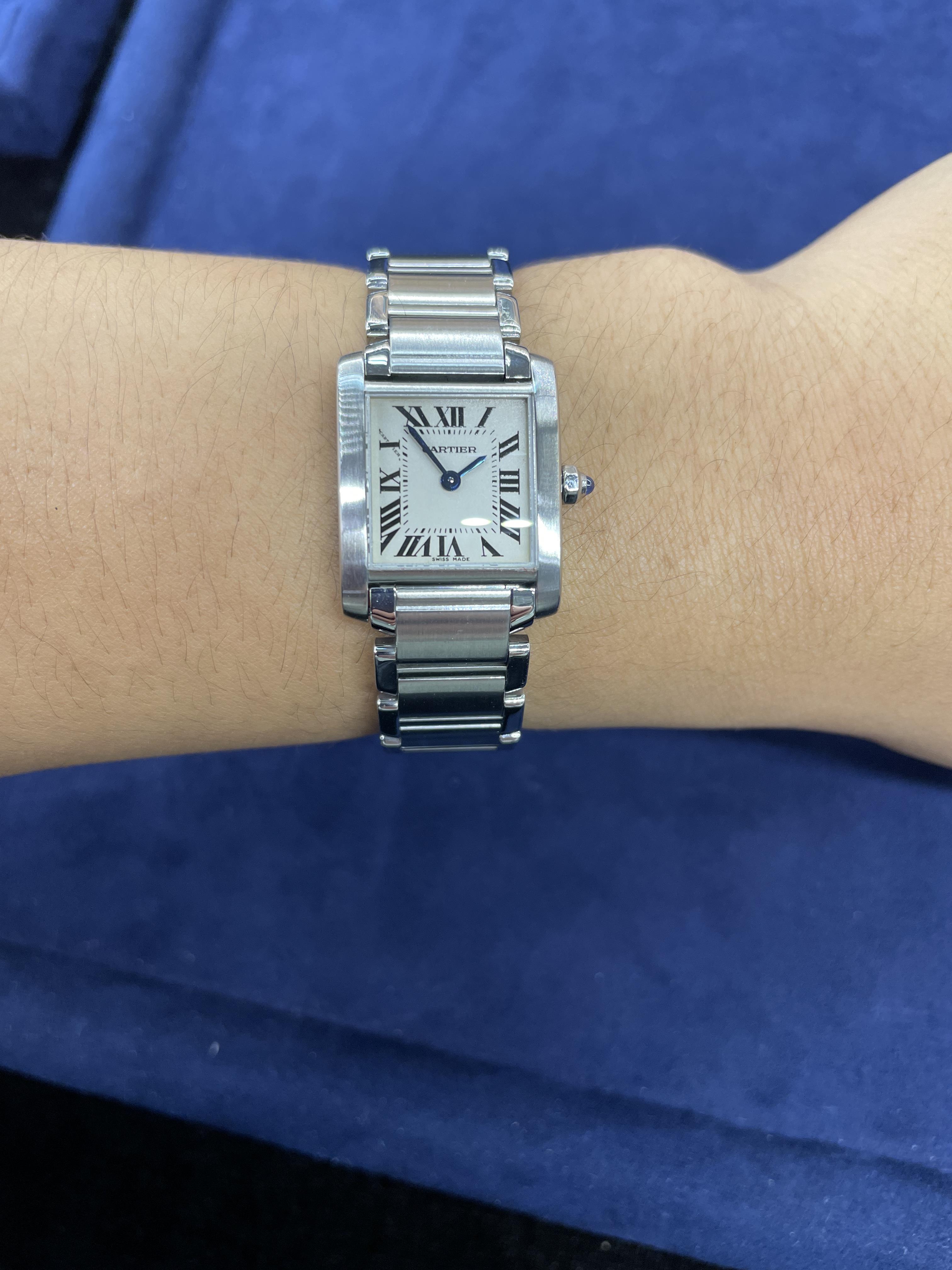 A CARTIER LADIES TANK FRANCAISE STAINLESS STEEL WATCH - Image 5 of 5