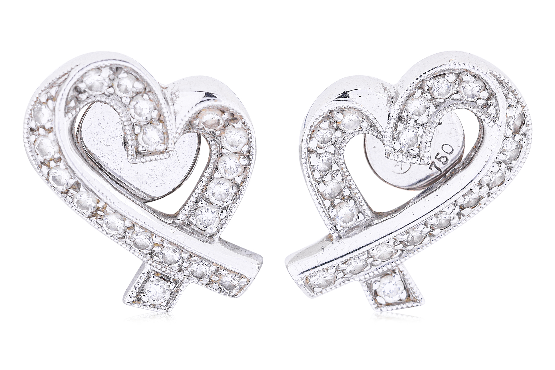 A PAIR OF 'RIBBON' DIAMOND STUD EARRINGS