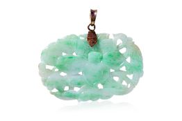 A JADE 'LOTUS' PENDANT