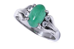 A JADEITE RING BY MIKIMOTO