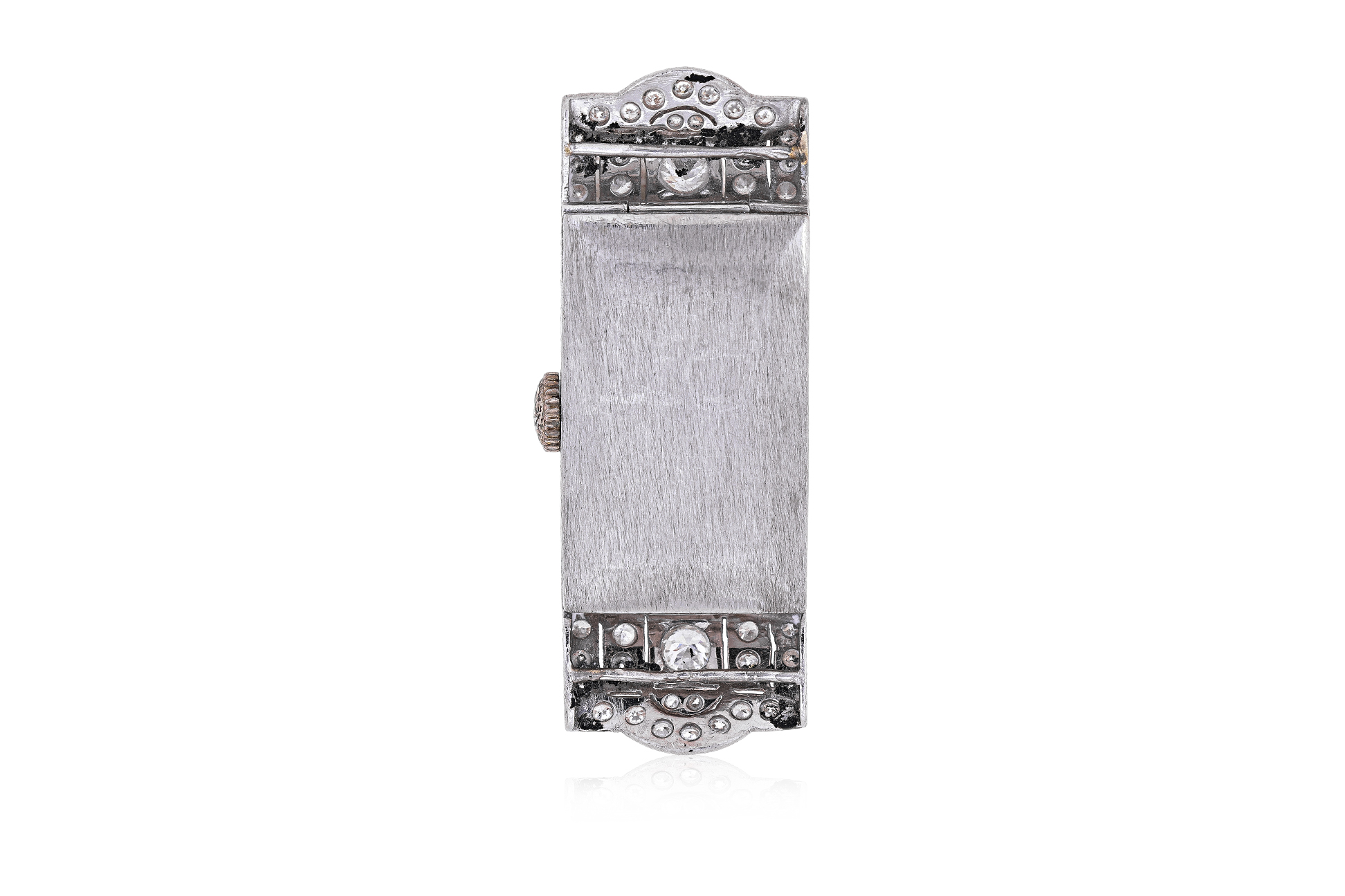 AN ART DECO PLATINUM AND DIAMOND COCKTAIL WATCH - Image 3 of 4