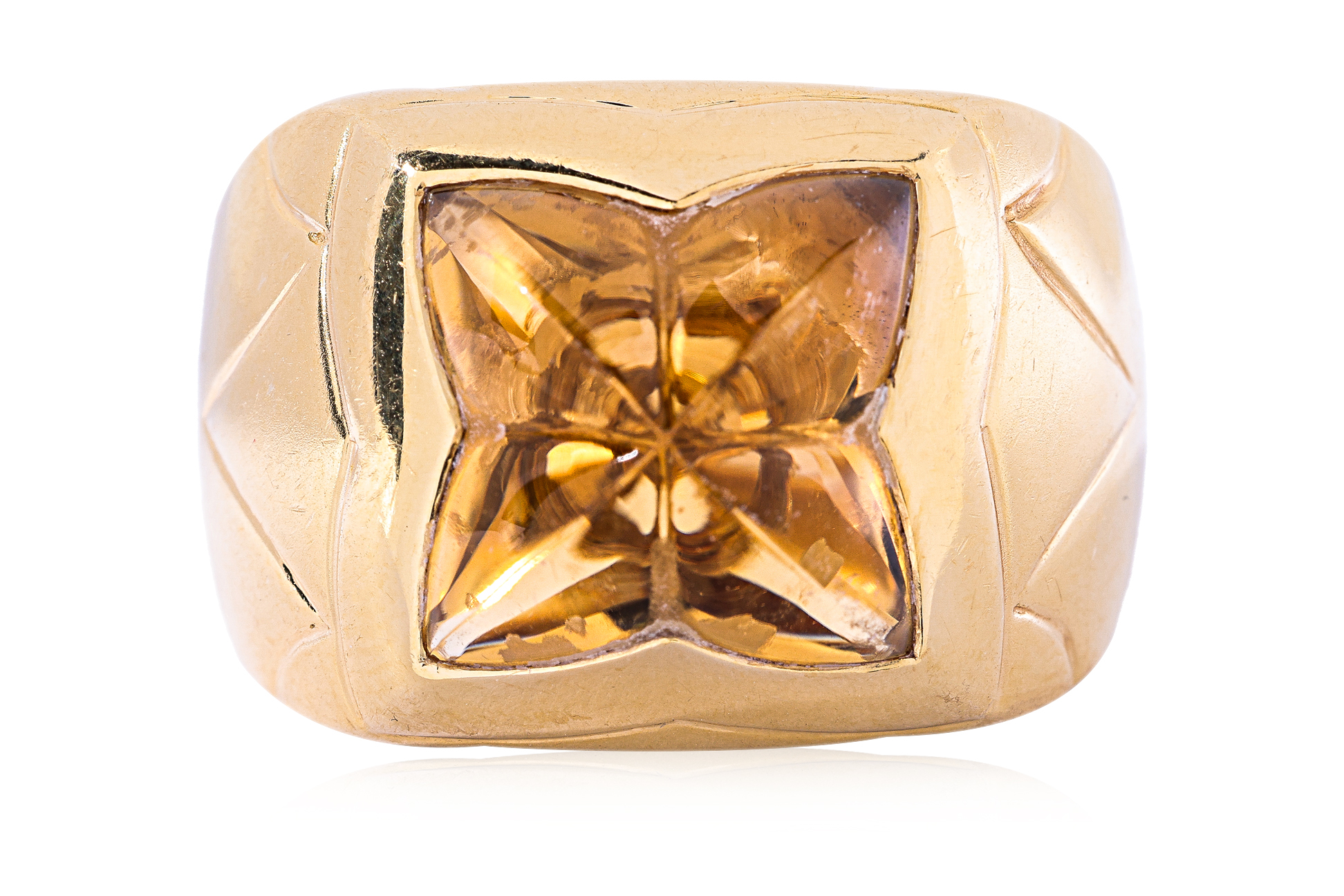 A FANCY CUT CITRINE RING - Image 2 of 4