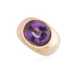 A BEZEL SET AMETHYST RING