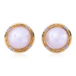 A PAIR OF MABE PEARL EARRINGS