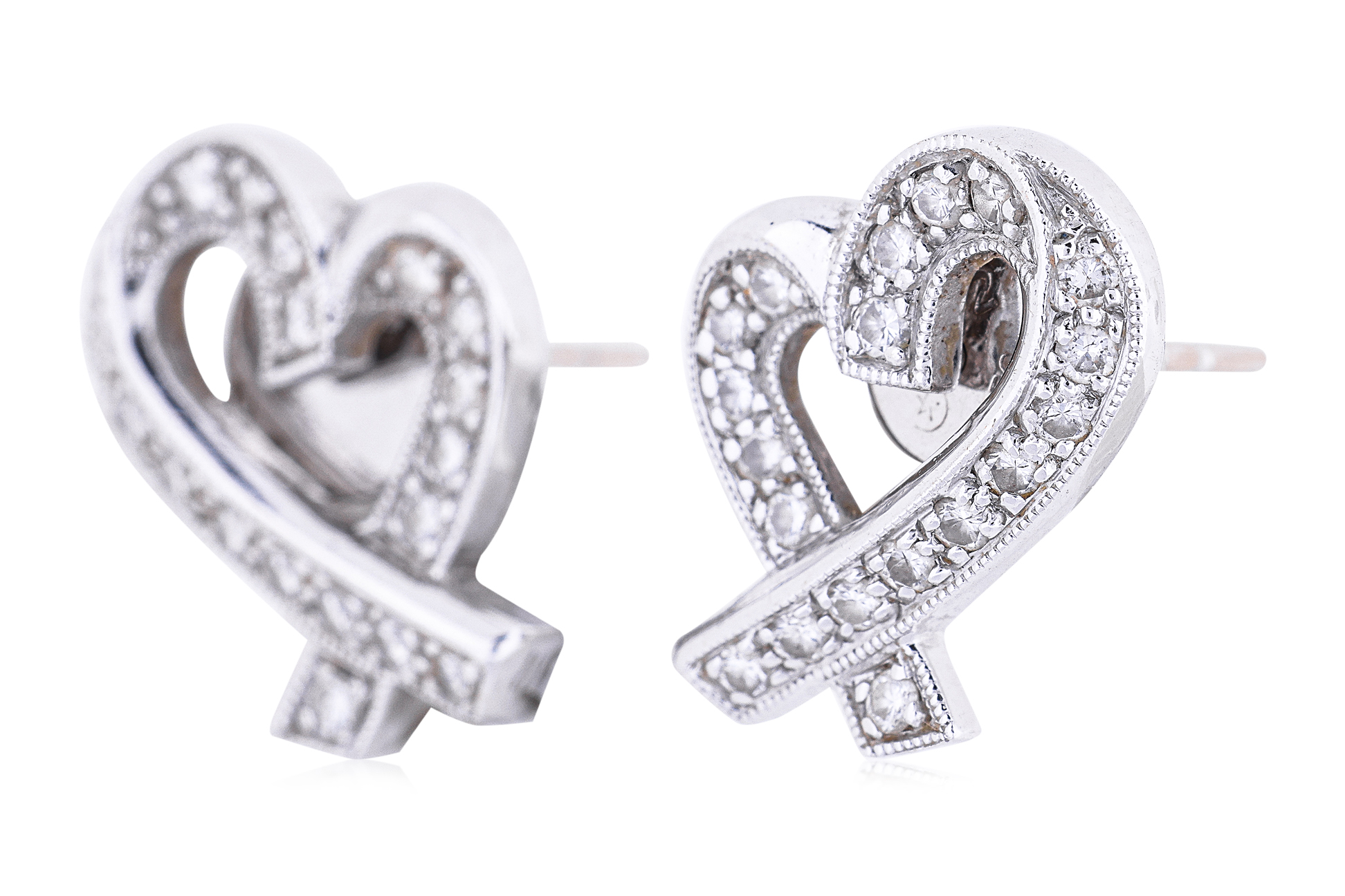 A PAIR OF 'RIBBON' DIAMOND STUD EARRINGS - Image 2 of 4