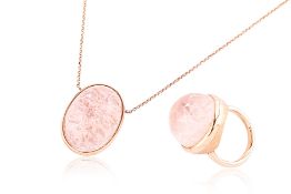 A SUITE OF ROSE QUARTZ JEWELLERY BY FUJIMORI KAJITA