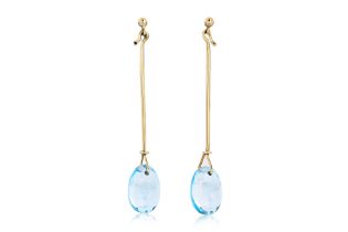 A PAIR OF BLUE TOPAZ 'DEW DROP' EARRINGS BY GEORG JENSEN