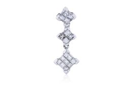 A PRINCESS CUT DIAMOND DROP PENDANT