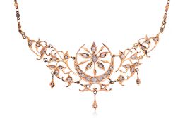 A ROSE GOLD AND INTAN DIAMOND FESTOON NECKLACE