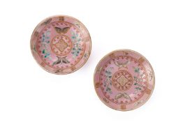 A PAIR OF SMALL PINK GROUND 'BUTTERFLY' SAUCE DISHES