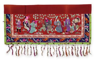 AN EMBROIDERED SILK PANEL