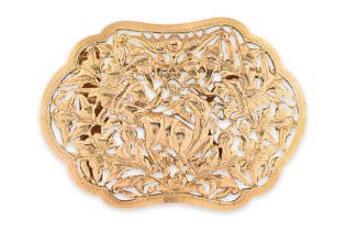 AN OPENWORK GOLD BELT BUCKLE