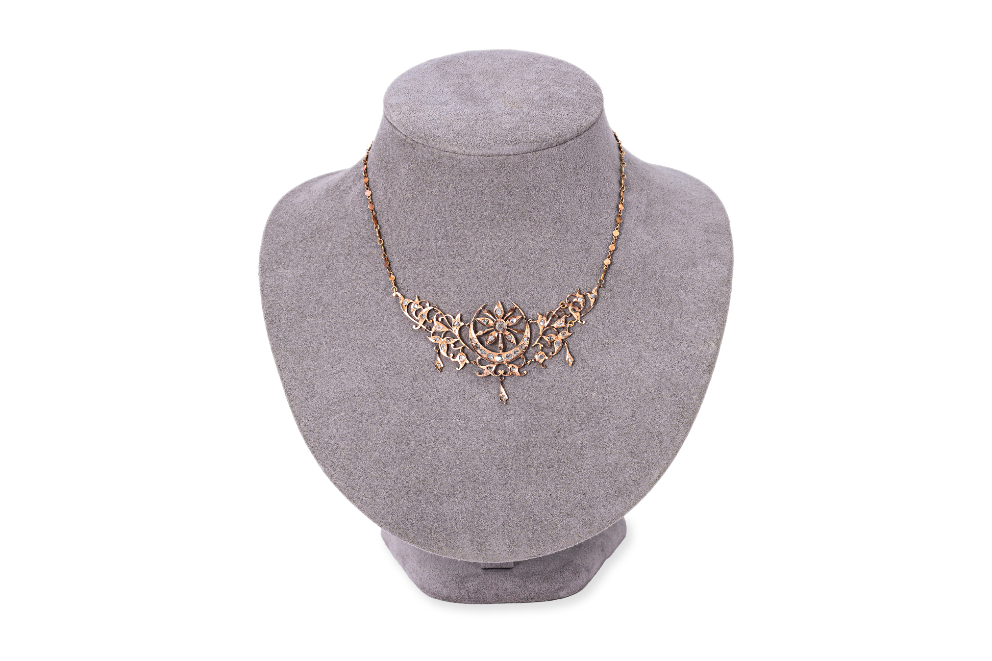 A ROSE GOLD AND INTAN DIAMOND FESTOON NECKLACE - Image 3 of 3