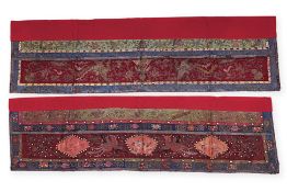 TWO LARGE TEXTILE ALTAR LINERS