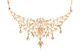 AN INTAN DIAMOND AND GOLD FESTOON NECKLACE
