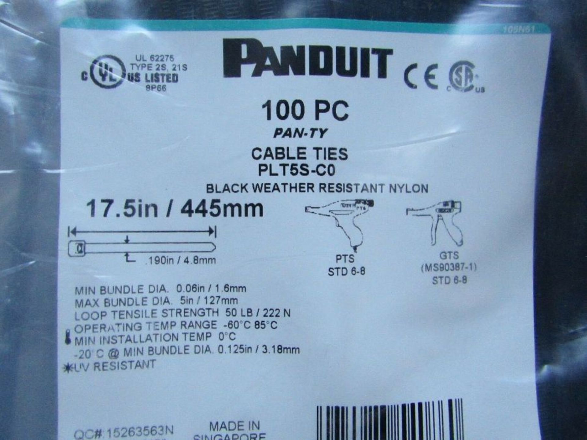 1,000 x Panduit Black Nylon Locking Cable Tie - 445mm x 4.8 mm, PLT - H9R6 8457041 - Image 2 of 4