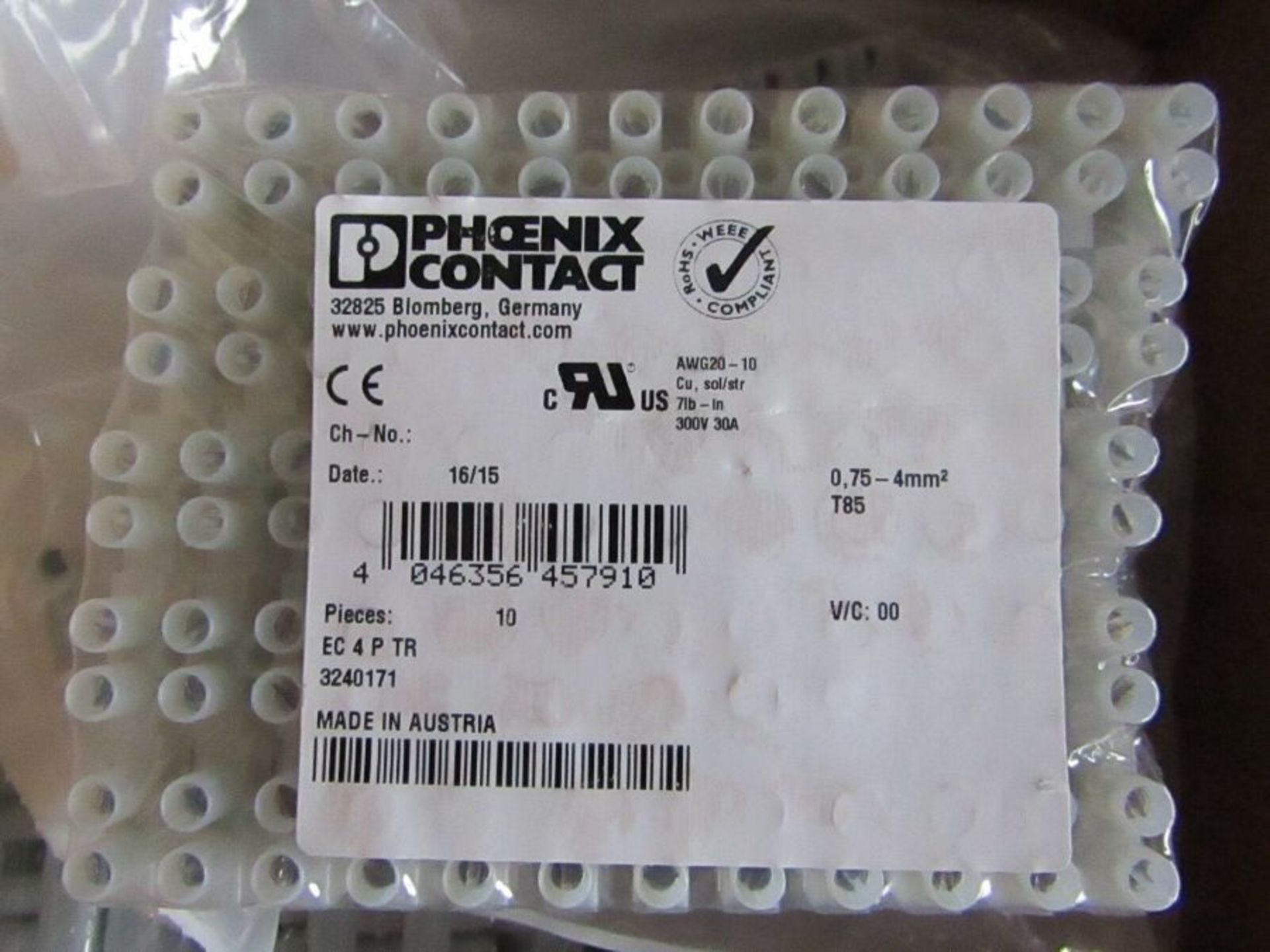 30 x Pack of 10 Phoenix Terminal Strips, 24 Contact, 1 Row, 32A, 450V H9559 8045682 - Image 2 of 4