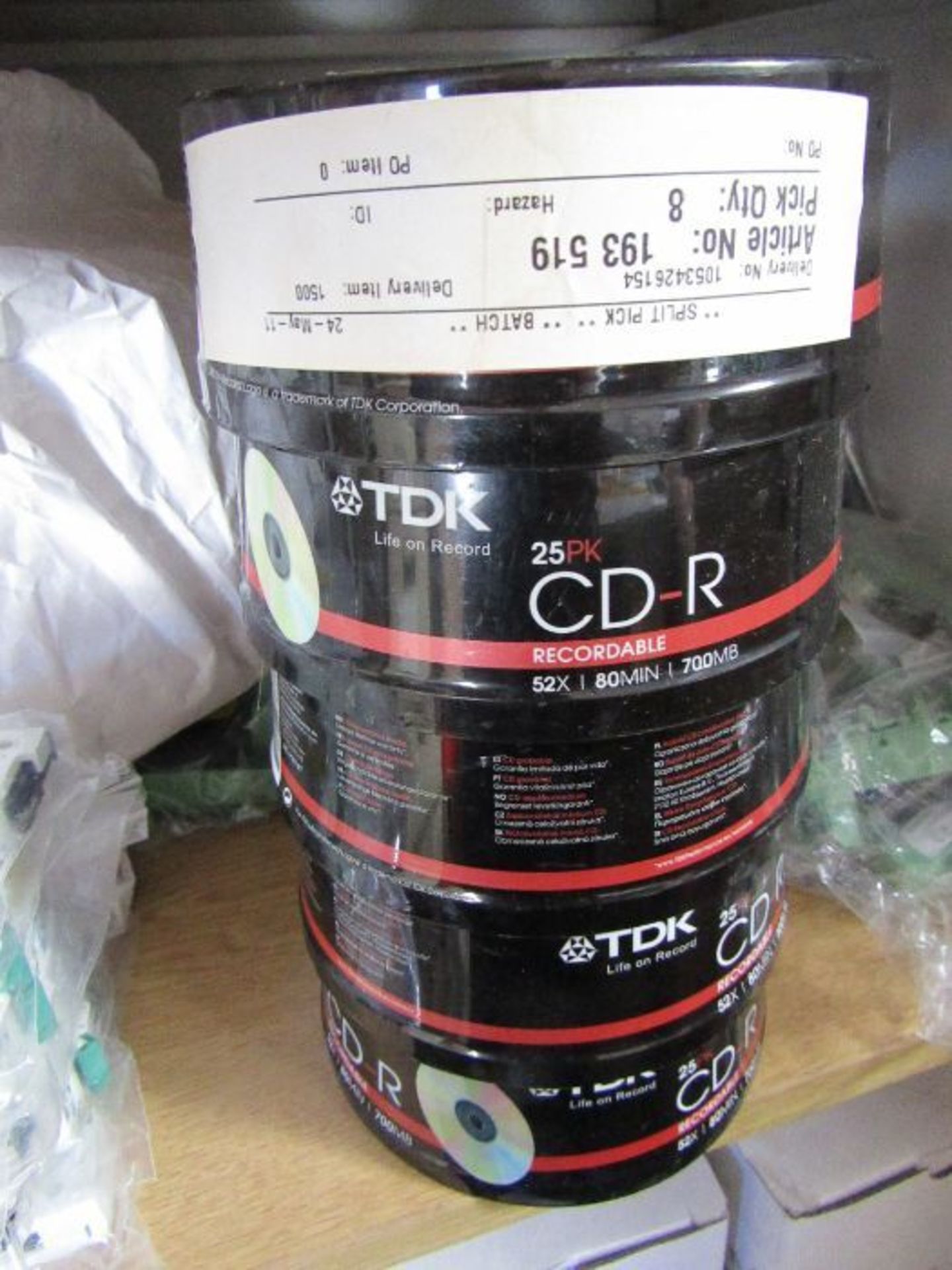 5 x Packs TDK CD-R 25 pack spindle 193519 and 12 x 25pk slim cd jewel cases
