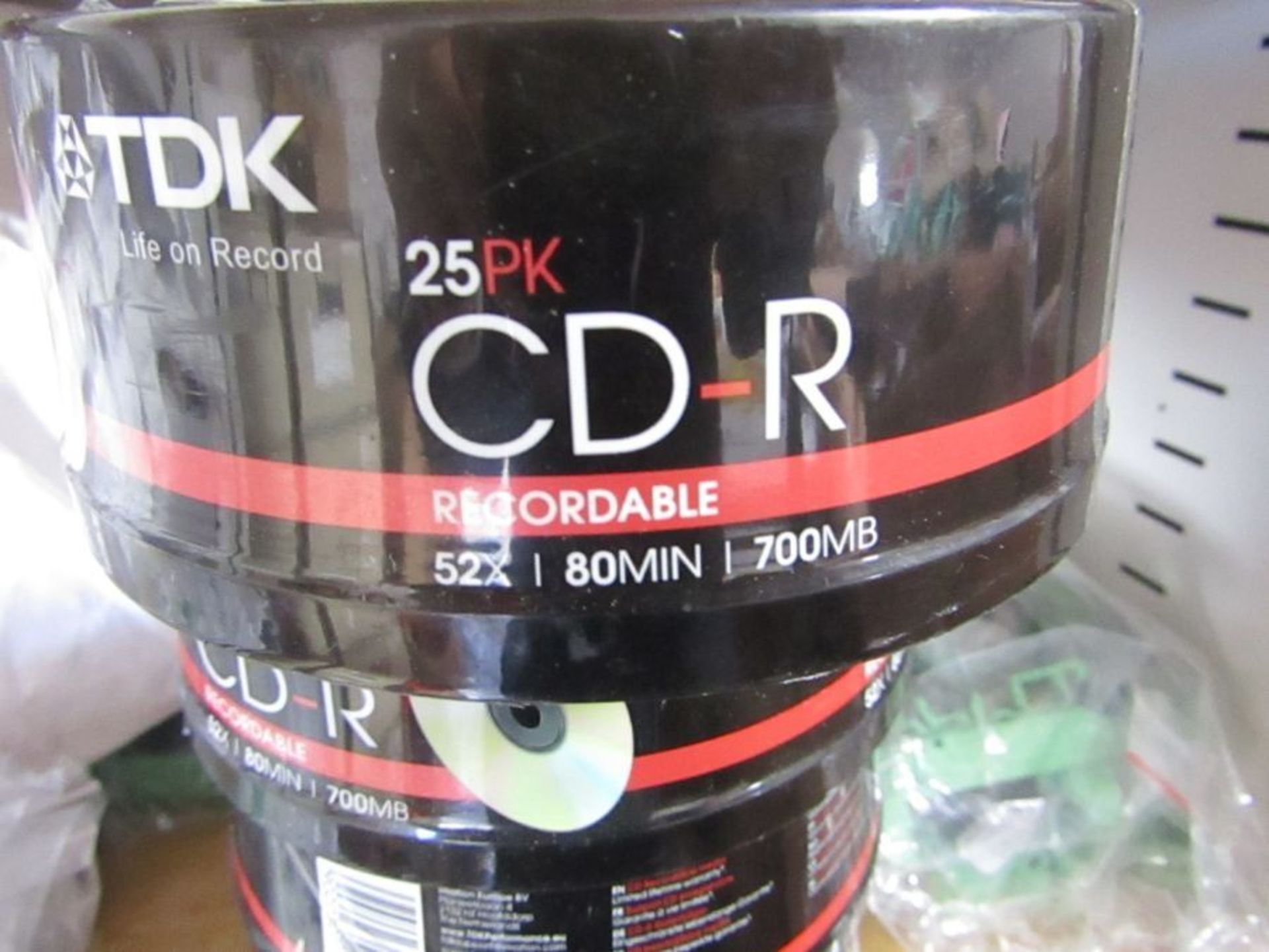 5 x Packs TDK CD-R 25 pack spindle 193519 and 12 x 25pk slim cd jewel cases - Image 2 of 4