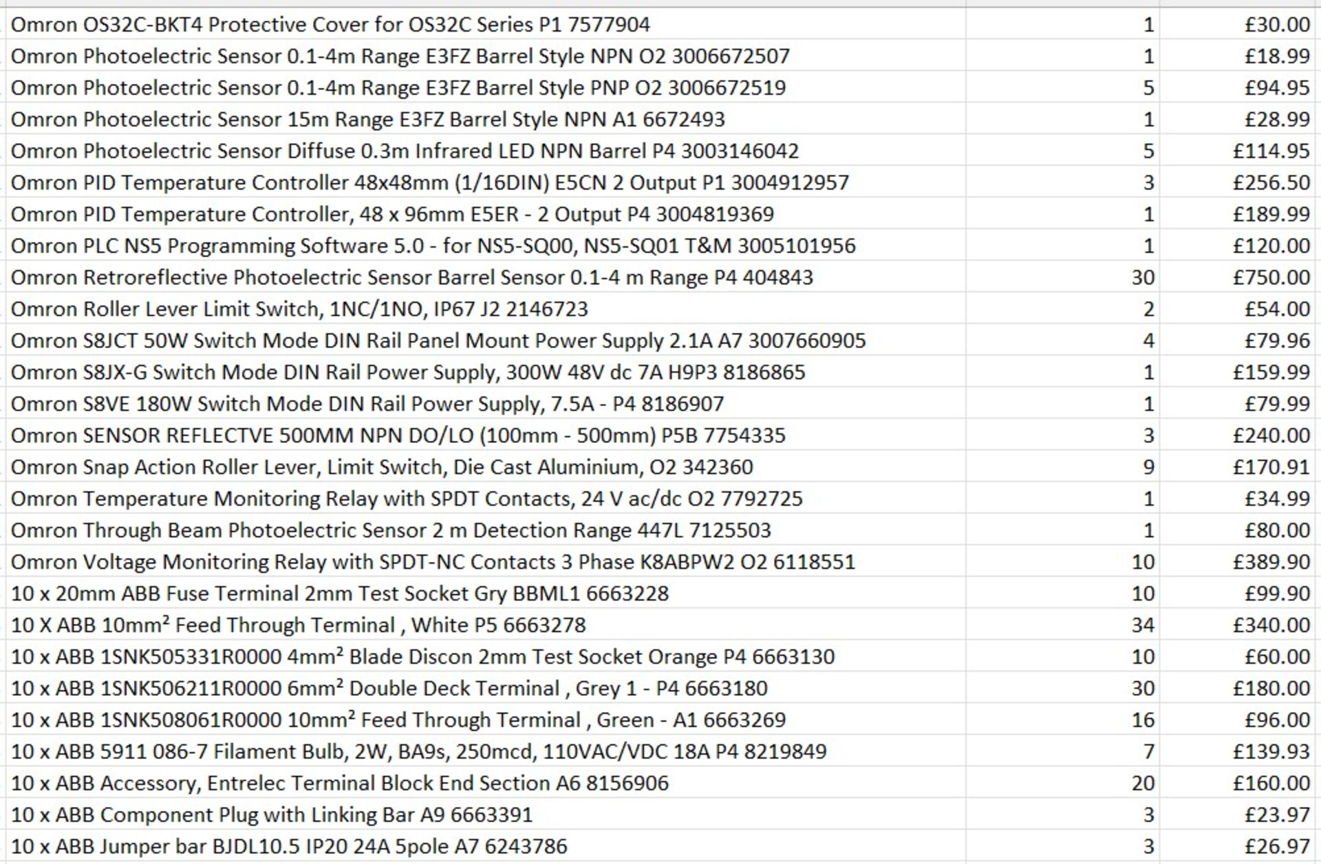 £30k worth of Omron items across 70 products - sensors / temperature controllers etc - Bild 3 aus 4