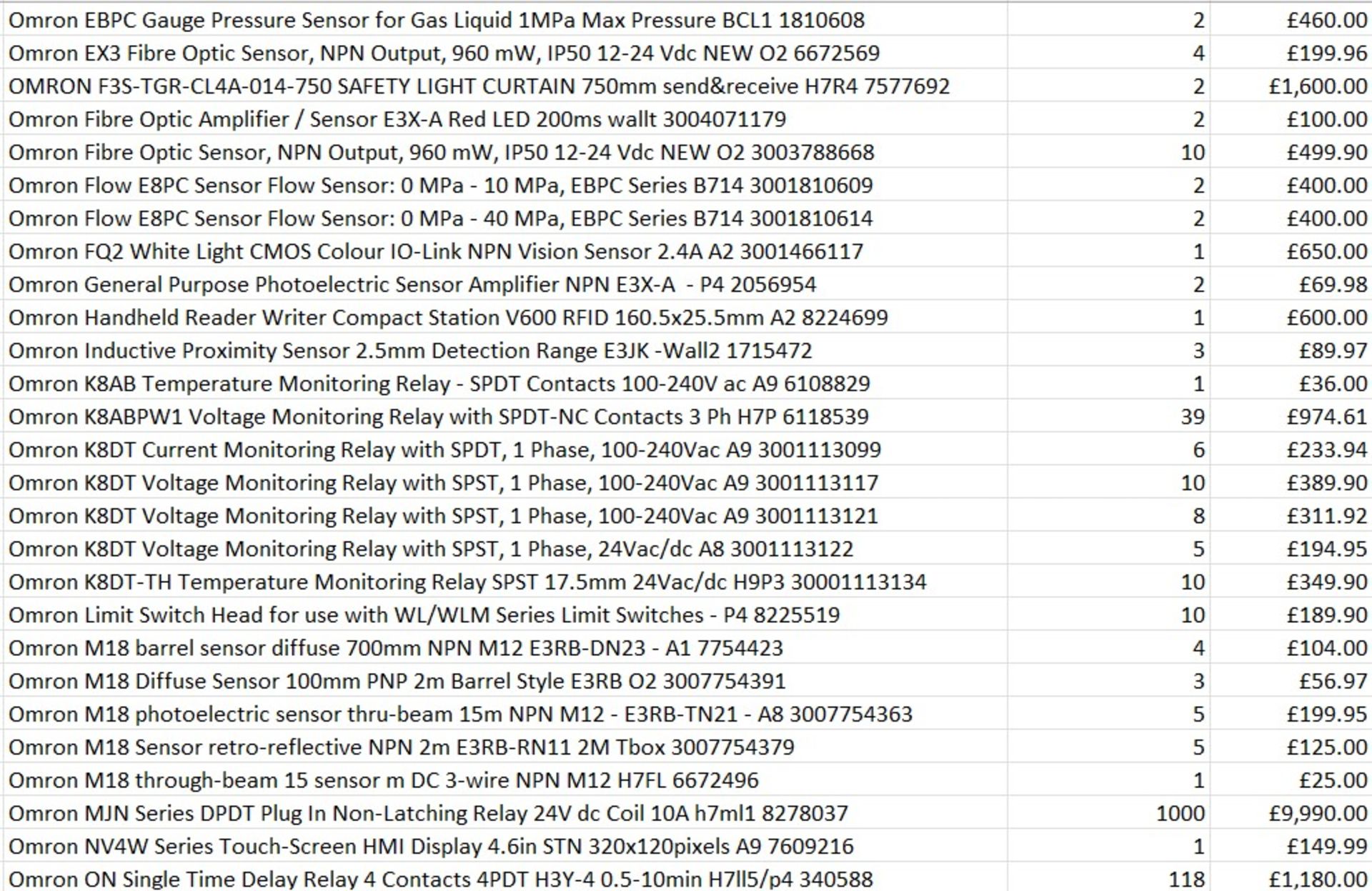 £30k worth of Omron items across 70 products - sensors / temperature controllers etc - Bild 2 aus 4