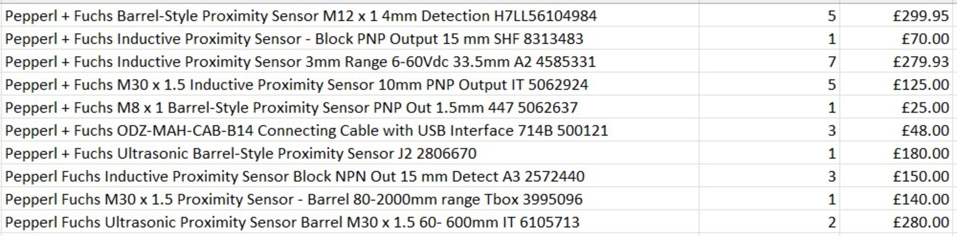 £1.5k worth of Pepperl + Fuchs items across 10 products - proximity sensors etc