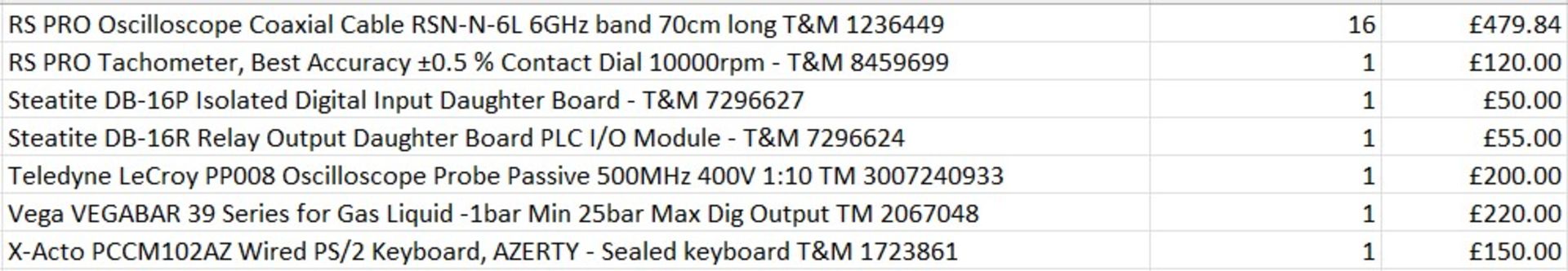 £9.6k worth Mixed Lot across 34 products - T&M / Vegabar / Murata / RS PRO - Image 2 of 2