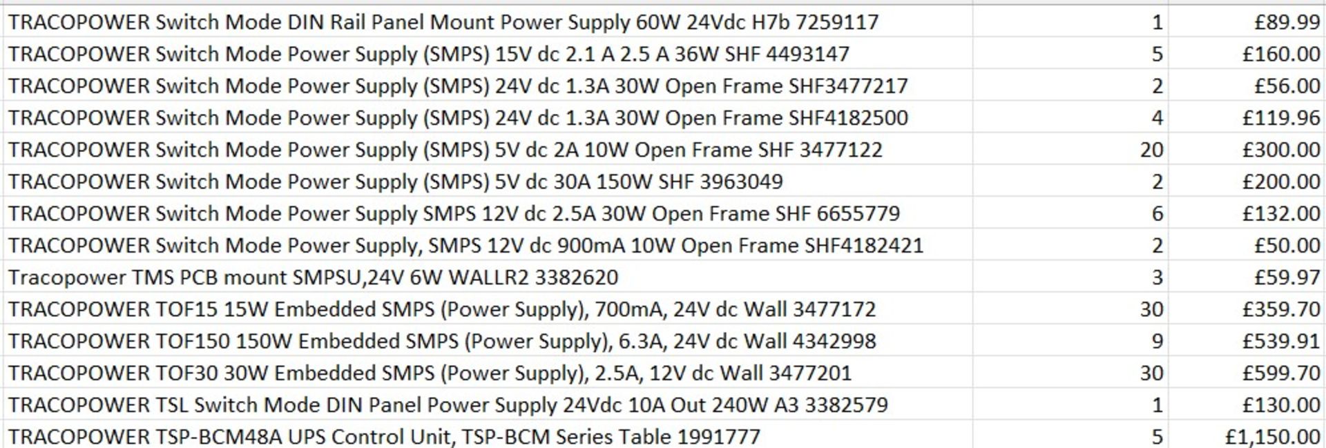 £12k worth of TRACO POWER items across 41 products - SMPS / Power Converters etc - Bild 2 aus 2