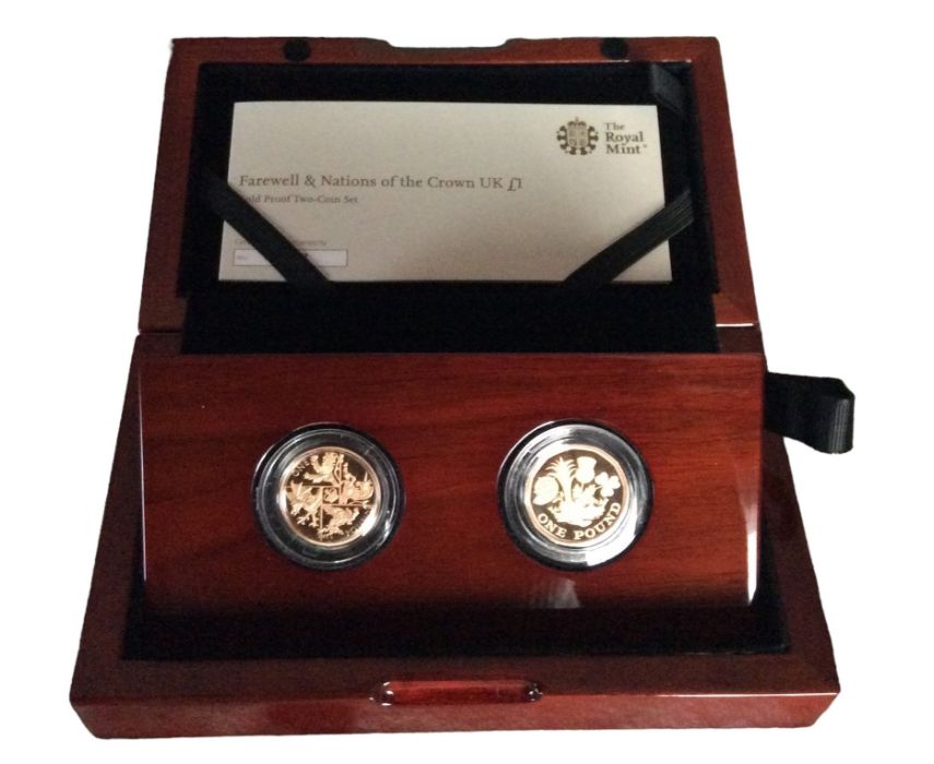 Farewell&Nations of the Crown UK £1 Gold Proof Two - Coin Set. - Image 2 of 5