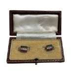 Vintage Boxed Set of Gold and Coloured Stone Earrings - approx 13mm x 10mm.