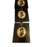 Antique Trio of Framed Silhouettes of Gentlemen.