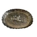 John Emes London 1799 Silver Embossed Dish with Cherubs and Faun - 9 5/8" x 7 1/4" x 1 1/8" - 265 gr