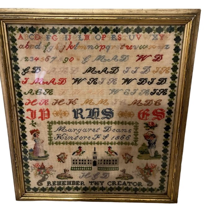 Antique Framed Sampler "Margaret Deans Kintore 1866" - Image 3 of 4