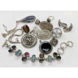 Lot of sterling silver and white metal jewellery - 122 grams weight.