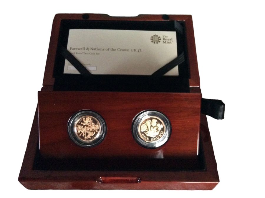 Farewell&Nations of the Crown UK £1 Gold Proof Two - Coin Set. - Image 3 of 5
