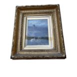 Joseph Denovan Adam 1878 Gilt Framed Oil Painting of Sheep - actual oil 7 1/2" x 5 5/8"