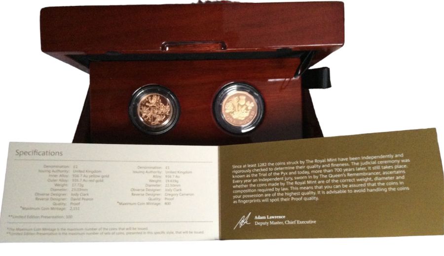 Farewell&Nations of the Crown UK £1 Gold Proof Two - Coin Set.