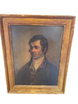 Antique Oil on Board Painting of Robert Burns Scottish Poet.