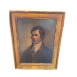 Antique Oil on Board Painting of Robert Burns Scottish Poet.