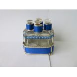 Antique Silver&Blue Enamel Perfume Bottles and Stand - 500 grams.