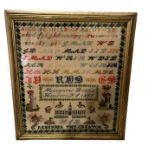 Antique Framed Sampler "Margaret Deans Kintore 1866"